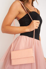 Blush Croc Folded Clutch Handbag - Verlie
