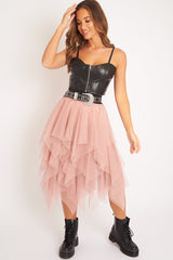 Black PU Zip Front Bralet - Linsa