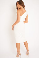 White One Shouldered Wrap Front Midi Dress - Kirtsy