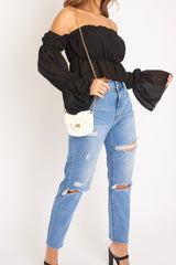 White Quilted Gold Chain Strap Mini Bag - Sari