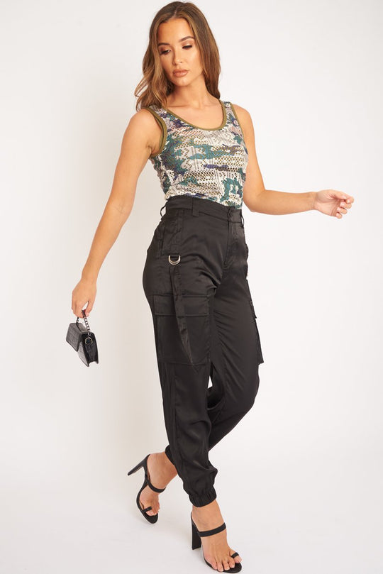 Khaki Camo Thin Knit Tank Top - Meghan