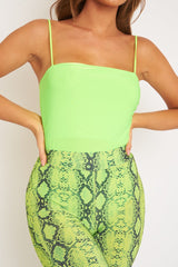 Lime Square Neck Slinky Bodysuit - Sadie