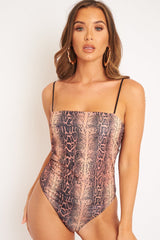 Leopard Print Square Neck Slinky Bodysuit - Sadie