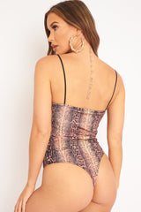 Leopard Print Square Neck Slinky Bodysuit - Sadie