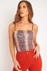 Leopard Print Square Neck Slinky Bodysuit - Sadie