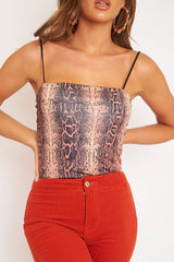 Leopard Print Square Neck Slinky Bodysuit - Sadie