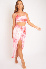Pink Tie Dye Midi Skirt and Crop Top Co-ord - Lisa