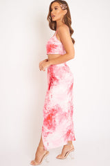 Pink Tie Dye Midi Skirt and Crop Top Co-ord - Lisa