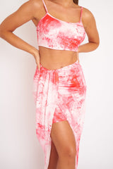 Pink Tie Dye Midi Skirt and Crop Top Co-ord - Lisa