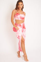 Pink Tie Dye Midi Skirt and Crop Top Co-ord - Lisa