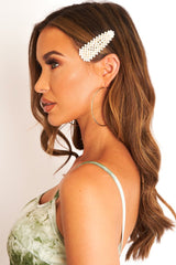 Gold Pearl Diamante Detail Hair Clip - Talisa