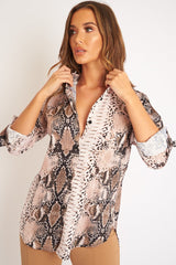 Snake Print Satin Shirt - Ivani
