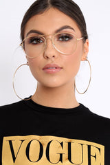 Gold Clear Circle Lens Top Bar Fashion Glasses - Lillie