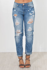 Mid Blue Boyfriend Jeans-Lilly