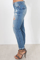 Mid Blue Boyfriend Jeans-Lilly