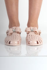 Lily Nude Bow Diamante Jelly Shoes