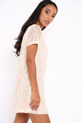 Nude Sequin Oversized Shift Dress - Lilly