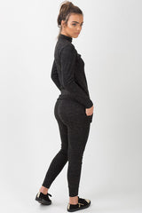 Charcoal Soft Cut Out Choker Neck Tracksuit - Lily