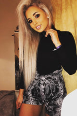 Grey Snake Print Paper Bag Waist Shorts - Lilybeth