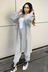 Grey Longline Knit Cardigan - Abbie