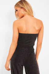 Black Glitter Bandeau Crop Top - Kelce