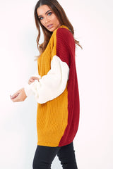 Mustard Colour Block Jumper Dress - Karrie