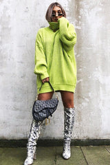 Lime Chunky Knit Jumper Dress - Maci