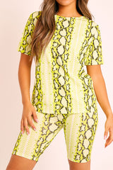 Lime Snake T-shirt Cycling Short Set - Alissandra