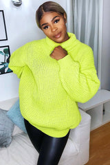 Lime Chunky Knit Jumper Dress - Maci