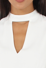 White and Grey High Neck Playsuit - Linda