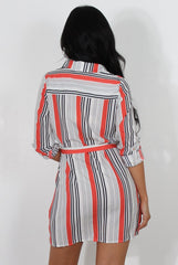 Linn Orange D Ring Belted Shirt Dress