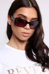 Purple Diamante Square Frame Sunglasses - Liona