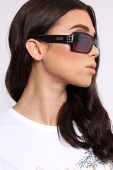 Purple Diamante Square Frame Sunglasses - Liona