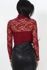 Lissa Wine Lace Crop Top