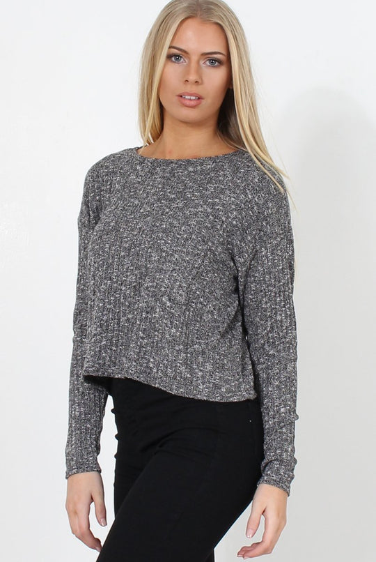 Liv Grey Ribbed Top