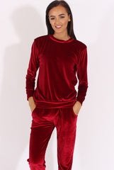 Wine Velvet Tracksuit Liv