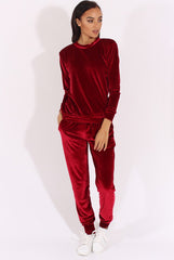 Wine Velvet Tracksuit Liv