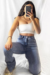 White One Shouldered Crop Top - Kamri