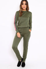 Khaki Tracksuit with Sports Trim - Livvy