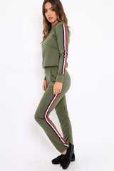 Khaki Tracksuit with Sports Trim - Livvy