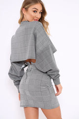 Hounds Tooth Cropped Batwing Jumper - Lizy