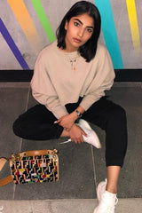 Nude Cropped Batwing Jumper - Lizy