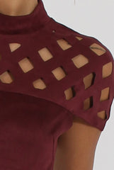 Wine Cage High Neck Suede Top - Lizzie