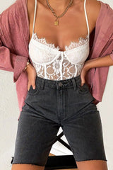 White Lace Flower Bodysuit - Faylen