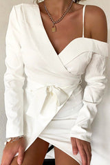White Off The Shoulder Blazer Dress - Halia