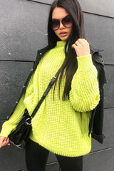 Lime Chunky Knit Jumper Dress - Maci