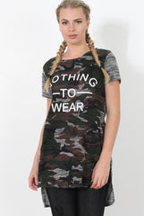 Lois Grey Camo Slogan T-shirt