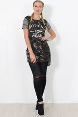 Lois Grey Camo Slogan T-shirt