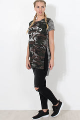 Lois Grey Camo Slogan T-shirt