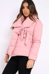 Rose Puffer Jacket with Tie Front - Lolamae